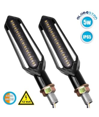 GLOBOSTAR® TURNLIGHT 81757 Φλας Μοτοσυκλέτας LED 2.5W-5W 150lm-300lm 120° DC 12V Αδιάβροχο IP65 Πορτοκαλί - Μ12.2 x Π2.8 x Υ2.5cm - Πακέτο 2 Τεμαχίων - 1 Χρόνο Εγγύηση